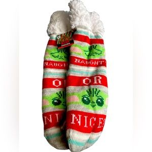 Star Wars Mandalorian Yoda Sherpa Lined Slipper Socks Holiday Christmas OS